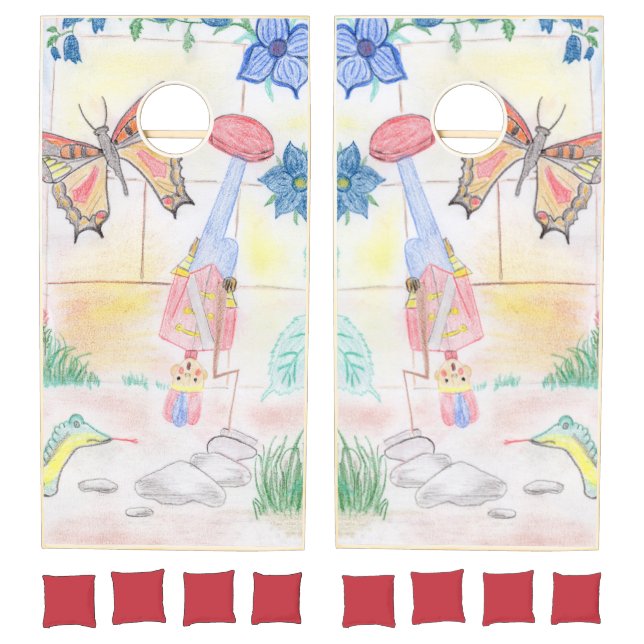 Custom Kids Artwork, Nutcracker toy, butterfly,  Cornhole Set (Set)