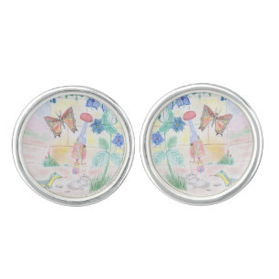 Custom Kids Artwork, Nutcracker toy, butterfly, Cufflinks
