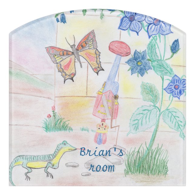 Custom Kids Artwork, Nutcracker toy, butterfly,  Door Sign (Contour Front)