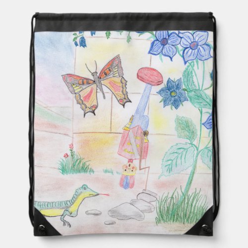 Custom Kids Artwork Nutcracker toy butterfly  Drawstring Bag