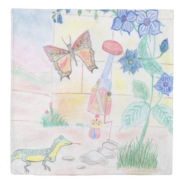 Custom Kids Artwork, Nutcracker toy, butterfly,  Duvet Cover (Front)