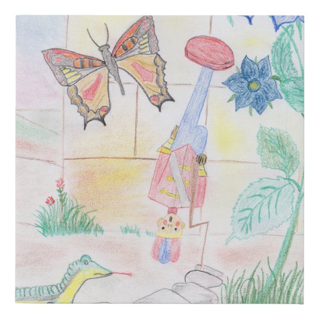 Custom Kids Artwork, Nutcracker toy, butterfly,  Faux Canvas Print (Front)