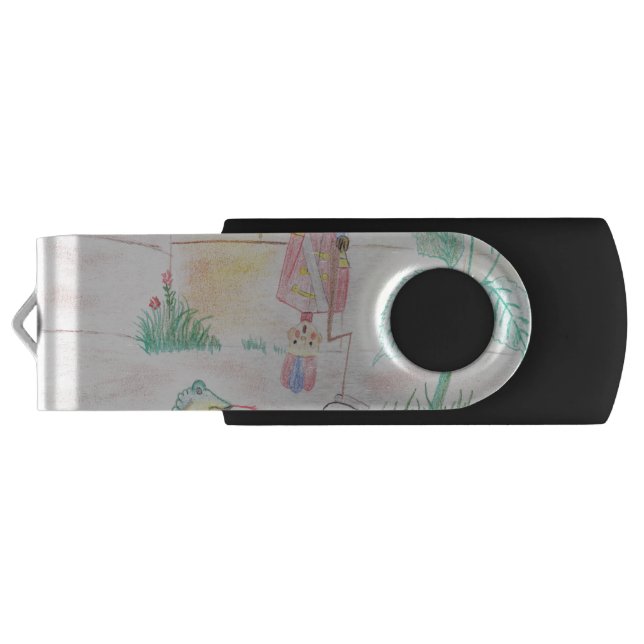 Custom Kids Artwork, Nutcracker toy, butterfly,  Flash Drive (Back)