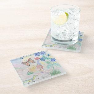 Custom Kids Artwork, Nutcracker toy, butterfly, Glass Coaster