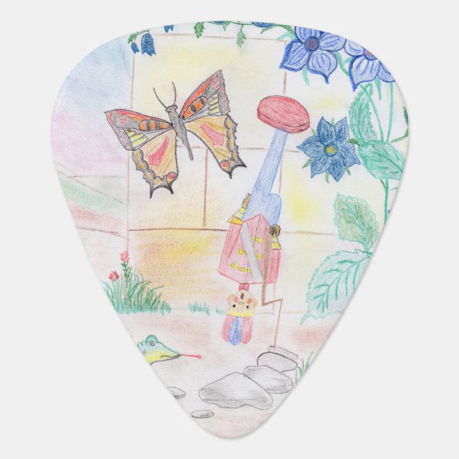 Custom Kids Artwork, Nutcracker toy, butterfly,  Guitar Pick (Front)