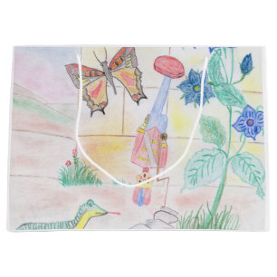 Custom Kids Artwork, Nutcracker toy, butterfly, Large Gift Bag