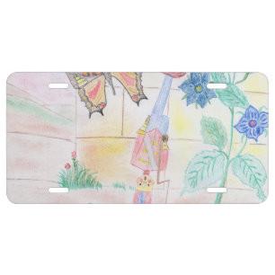 Custom Kids Artwork, Nutcracker toy, butterfly,  License Plate