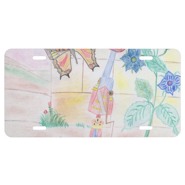 Custom Kids Artwork, Nutcracker toy, butterfly,  License Plate (Front)