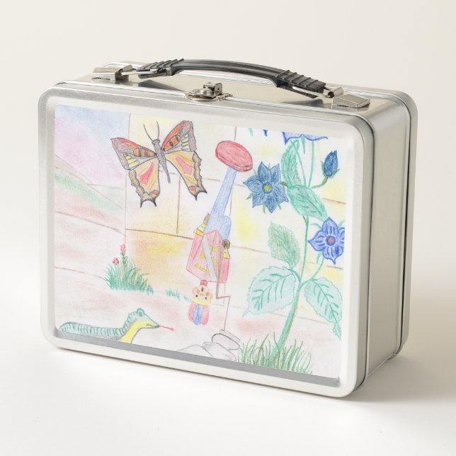 Custom Kids Artwork, Nutcracker toy, butterfly,  Metal Lunch Box (Front)