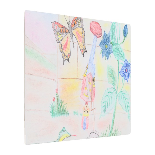Custom Kids Artwork, Nutcracker toy, butterfly,  Metal Print (Angled)