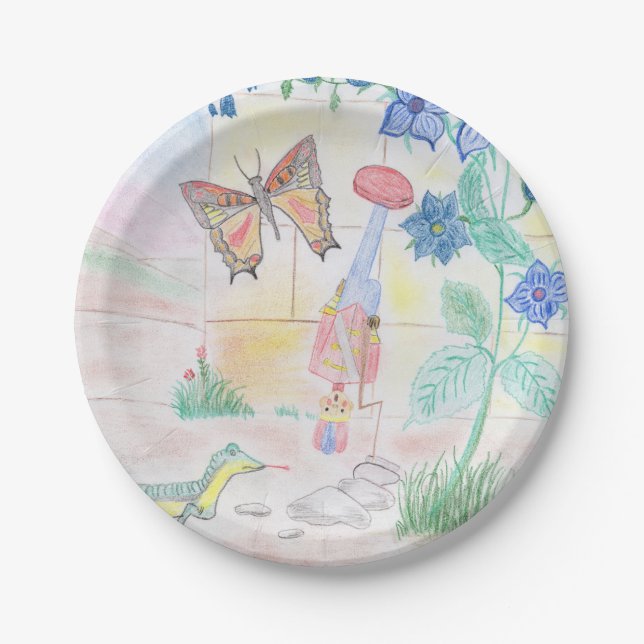 Custom Kids Artwork, Nutcracker toy, butterfly,  Paper Plates (Front)