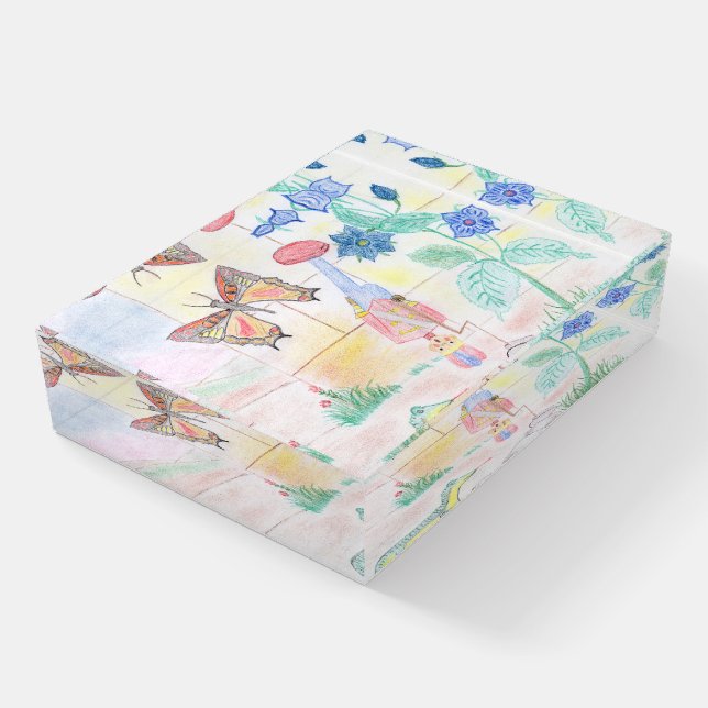 Custom Kids Artwork, Nutcracker toy, butterfly,  Paperweight (Angled)