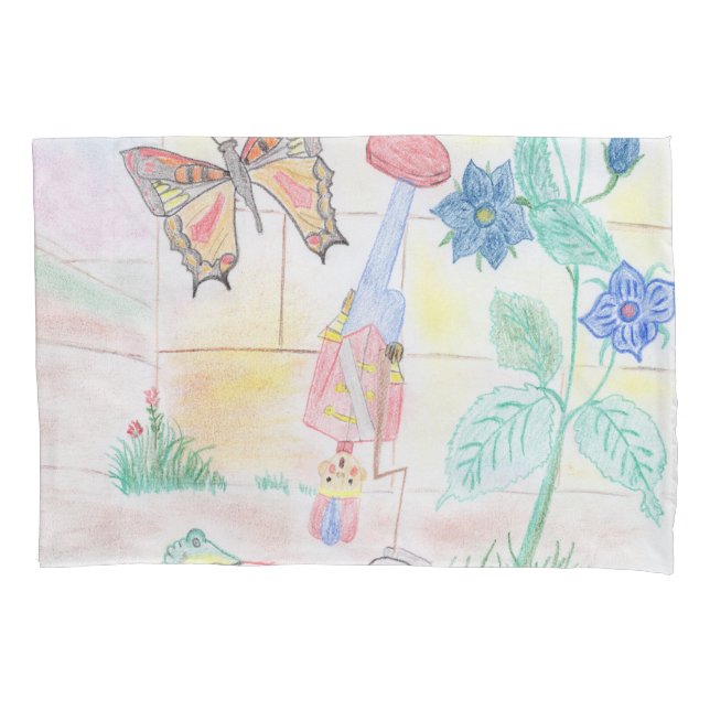 Custom Kids Artwork, Nutcracker toy, butterfly,  Pillow Case (Front)