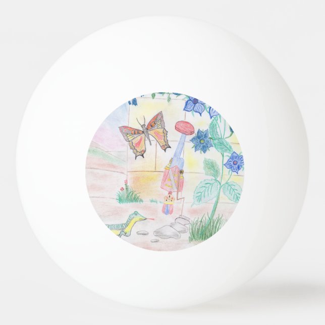 Custom Kids Artwork, Nutcracker toy, butterfly,  Ping Pong Ball (Front)