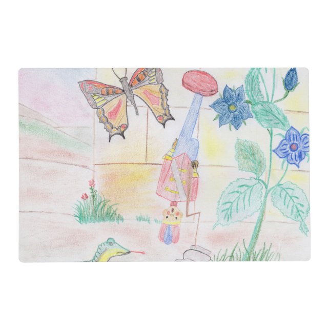 Custom Kids Artwork, Nutcracker toy, butterfly,  Placemat (Front)
