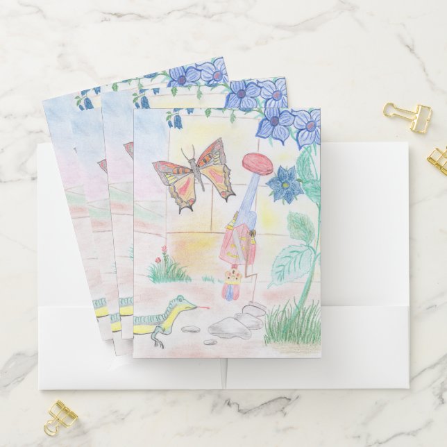 Custom Kids Artwork, Nutcracker toy, butterfly,  Pocket Folder (In Situ)