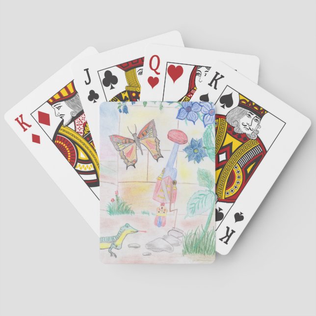 Custom Kids Artwork, Nutcracker toy, butterfly,  Poker Cards (Back)