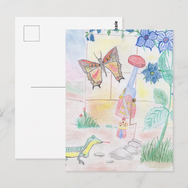 Custom Kids Artwork, Nutcracker toy, butterfly,  Postcard (Front/Back)