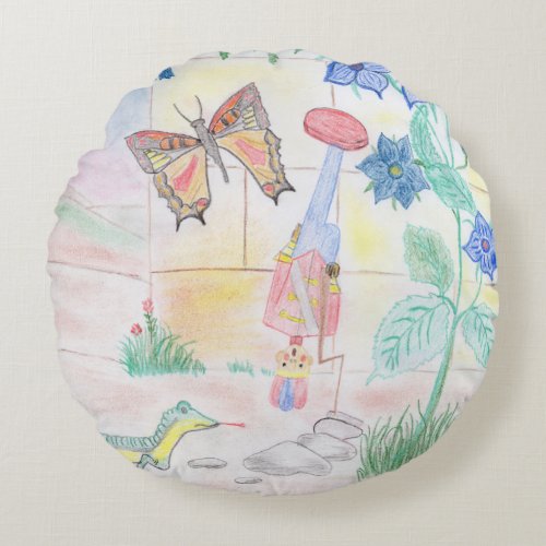 Custom Kids Artwork Nutcracker toy butterfly  Round Pillow