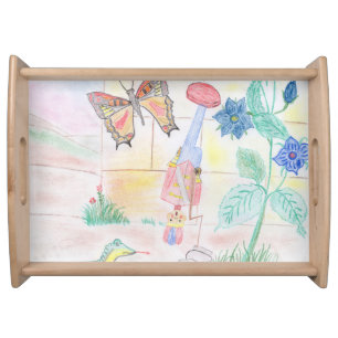 Custom Kids Artwork, Nutcracker toy, butterfly,  Serving Tray