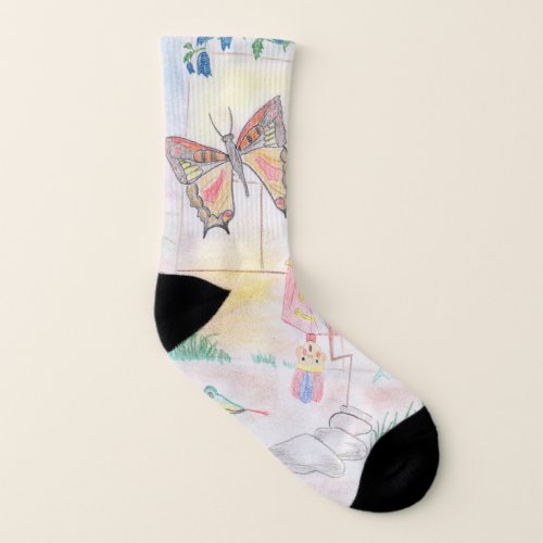 Custom Kids Artwork Nutcracker toy butterfly  Socks