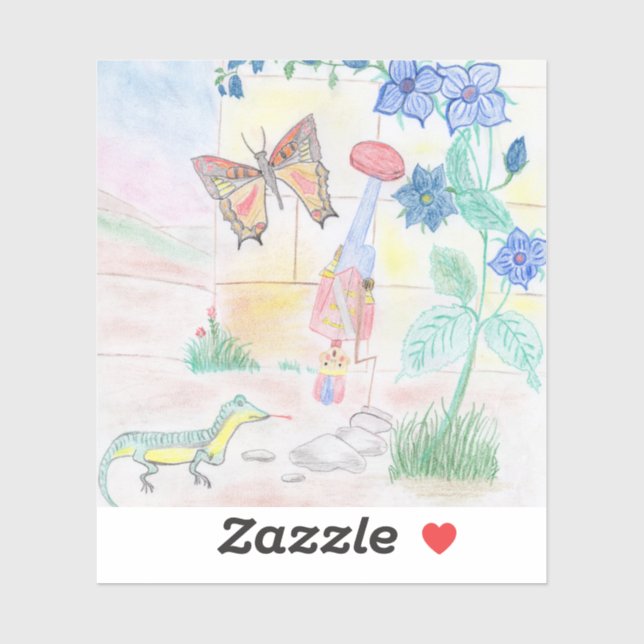 Custom Kids Artwork, Nutcracker toy, butterfly,  Sticker (Sheet)