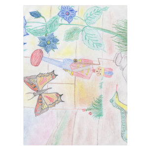 Custom Kids Artwork, Nutcracker toy, butterfly,  Tablecloth