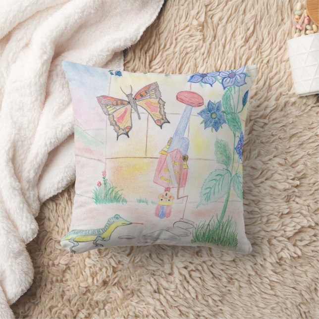 Custom Kids Artwork, Nutcracker toy, butterfly,  Throw Pillow (Blanket)