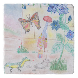 Custom Kids Artwork, Nutcracker toy, butterfly,  Trivet