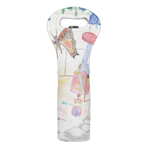 Custom Kids Artwork, Nutcracker toy, butterfly, Wine Bag