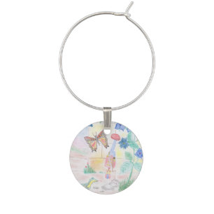 Custom Kids Artwork, Nutcracker toy, butterfly,  Wine Charm