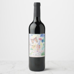 Custom Kids Artwork, Nutcracker toy, butterfly, Wine Label