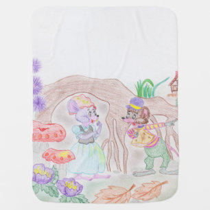 Custom Kids Artwork, two cute mouse, flowers.... Baby Blanket