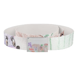 Custom Kids Artwork, two cute mouse, flowers.... Belt