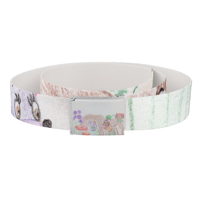 Custom Kids Artwork, two cute mouse, flowers.... Belt (Coil)
