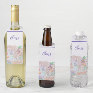 Custom Kids Artwork, two cute mouse, flowers.... Bottle Hanger Tag