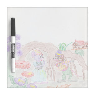 Custom Kids Artwork, two cute mouse, flowers.... Dry Erase Board