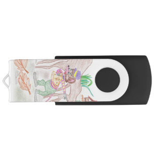 Custom Kids Artwork, two cute mouse, flowers.... Flash Drive