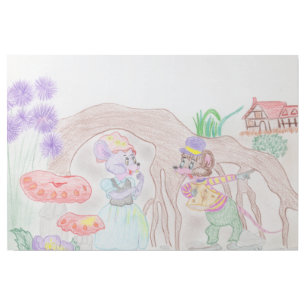 Custom Kids Artwork, two cute mouse, flowers.... Gallery Wrap