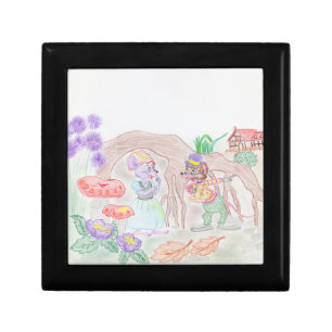 Custom Kids Artwork, two cute mouse, flowers.... Gift Box