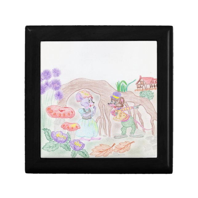 Custom Kids Artwork, two cute mouse, flowers.... Gift Box (Front)