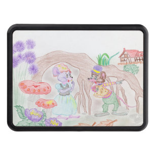 Custom Kids Artwork, two cute mouse, flowers.... Hitch Cover