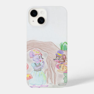 Custom Kids Artwork, two cute mouse, flowers.... iPhone 14 Case