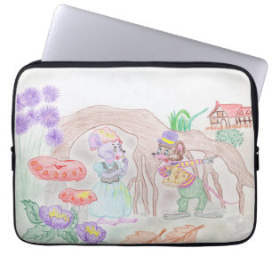 Custom Kids Artwork, two cute mouse, flowers.... Laptop Sleeve
