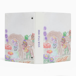 Custom Kids Artwork, two cute mouse, flowers.... Mini Binder