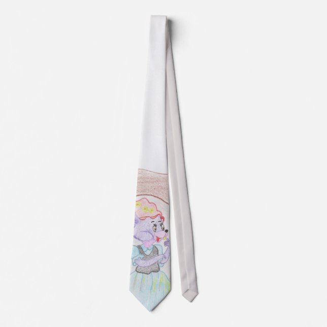Custom Kids Artwork, two cute mouse, flowers.... Neck Tie (Front)
