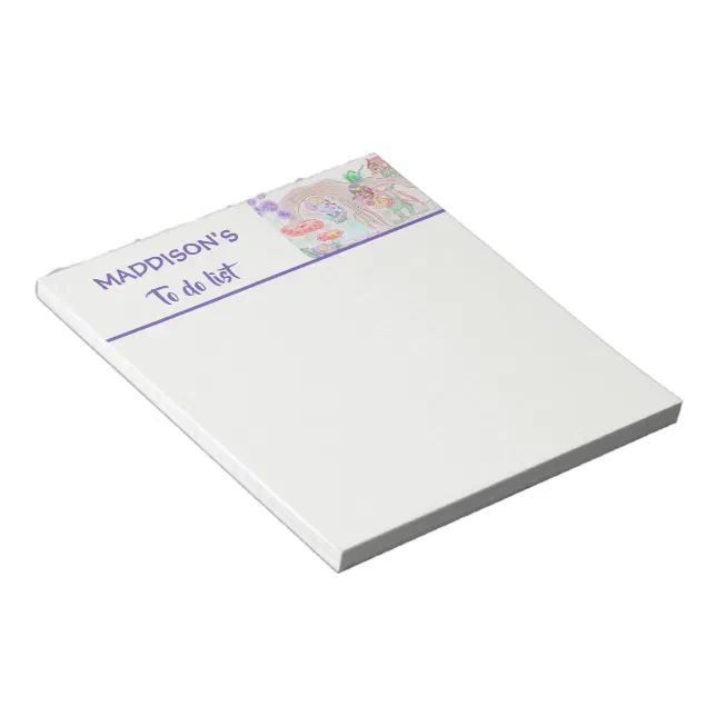 Angled Notepad Custom Kids Artwork, two cute mouse, flowers.... Notepad | Zazzle