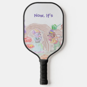 Custom Kids Artwork, two cute mouse, flowers.... Pickleball Paddle