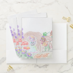 Custom Kids Artwork, two cute mouse, flowers.... Pocket Folder