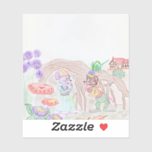 Custom Kids Artwork, two cute mouse, flowers.... Sticker